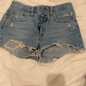 Levi's Light Blue Distressed Jean Shorts